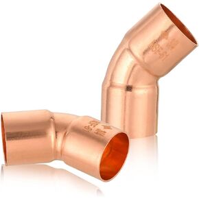 10-Pack Copper Fittings, 3/4-Inch 45-Degree Copper Elbow, C x C with Sweat Solder Connection