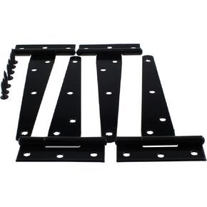 TAODAN 4PCS Rustproof T-Strap Heavy Duty Shed Door Hinges Gate Strap Hinges Barn Door Hinges Shed Door Strap Hinges for Wooden Fences,Yard,Barn Door, Black