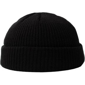 Knit Cuff Hats Short Fisherman Beanie Hats Cap Trawler Beanie Watch Hat Winter Warm Skullcap Hat for Men Women Grey
