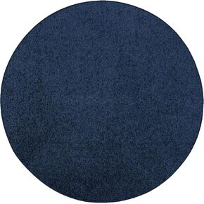 Solid Color Round Shape Area Rugs Navy - 4' Round, Indoor, Stain & Fade Resistant, Perfect for Living Room, Bedroom, Dining Room, Entryway, Doorway, Pet & Kids Friendly Rug, Wedding, Made in USA