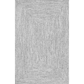 nuLOOM Wynn Braided Indoor/Outdoor Area Rug, Oval 5x8, Light Grey/Salt and Pepper