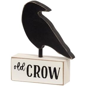 Wooden Crow Sitter Block | 4 x 3.25 Inches Black Old Crow Primitive