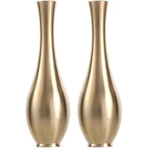 Pokinge 2 قطعة 60 مم/2.3 بوصة مزهرية صغيرة من النحاس النقي، حاوية زخارف زهور صغيرة، مزهرية عتيقة لديكور المنزل، زجاجات نباتية إبداعية أنيقة (ذهبي) in Kuwait