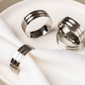 CLOCHEL Napkin Rings Stainless Steel Serviette Buckles Set of 4 Adornment for Elegant Dining,Table Decorations, Banquet, Wedding, Bachelorette, Casual, Engagement, Reception & Everyday Party CSKY-4