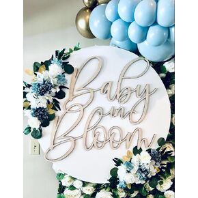 Wooden Baby In Bloom Sign,17in*14in Baby Shower Party Decal Sign for Boy/Girl Baby Shower Decorations Gender Reveal Backdrop Party Photography Background