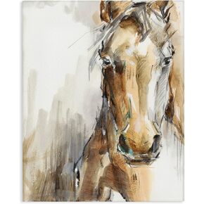 Stupell Industries Horse Portrait Orange Brown Animal Watercolor Painting Canvas Wall Art Design By Artist Ethan Harper