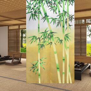 LIGICKY Noren Doorway Curtain Japanese Style Long Type Door Tapestry Window Treatment Panels for Privacy Protection Home Sushi Restaurant Kitchen Decoration 33.5 x 59 inch, Green (Bamboo Forest)