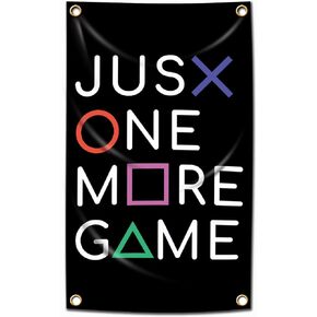 Tapestry JUST ONE MORE GAME Banner Flag Gaming Wall Tapestry Video Games Home Décor 3x5 ft Hanging Art Dorm Room Poster Living Decorative For Gamer Accessories