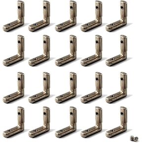 T Slot L-Shape Corner Connector with Screws L Joint Bracket for 30 Series European Standard Aluminum Profile-Nickel-Plated Zinc Alloy 10PCS