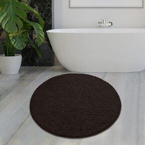 MAYSHINE Round Area Rug Set for Bathroom | Soft Plush Chenille Bath Mat, Water Absorbent Non-Slip Bathroom Rug | Washable Shag Carpet for Shower, Bedroom, or Home Décor | 36"x36" (Round) | Brown