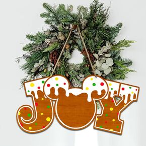 Gingerbread Christmas Wooden Decoration, Mouse Candy Gingerbread Joy Wooden Door Hanging Sign Decoration for 2024 Winter New Year Party Decoration