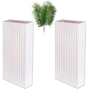 2 Pack Wood Wall Planter for Indoor Plant, Wall Decor for Living Room, Bedroom, Dining Room, Indoor Hanging Vase for Decor Dried Flowers and Faux Greenery, Modern Farmhouse Decor Hanging Planter-White