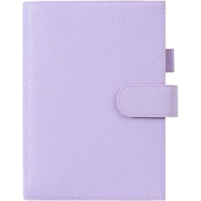 Moterm Leather A5 Notebook Cover - Fits Hobonichi Cousin, Stalogy and Midori MD Planners, with Pen Loop, Card Slots and Back Pocket (Pebbled-Lavender)