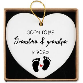 Soon to Be Mom & Dad in 2025 Ceramic Ornament Keepsake Sign Heart Plaque Pregnancy Baby Announcement Gift for New Mom New Dad Parents New Parents Gifts for Couples Christmas Ornament
