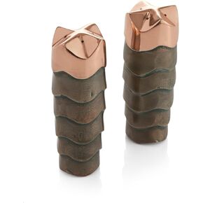 nambe Copper Canyon Salt and Pepper Shakers | 2-Pc Set | Salt Shaker w/Copper Lid | Cute Spice Jars | Use Dispenser for Himalayan Seasoning Herbs or Spices for Kitchen and Tabletop