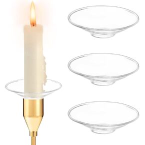 Clear Candle Drip Protectors Bobeches: Glass Bobeches for Candlestick Holders Round Candle Wax Catcher Rings Tapers Candle Guards Candle Ring for Table Candles Church Party Home Decoration Set of 12