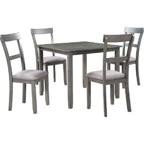 5 Piece Multi-Functional Rubber Wood Counter Height Dining Table Set with Padded Chairs and Integrated 9 Bar Compartment, Wine Glass Holders for Kitchen, Living Room, White