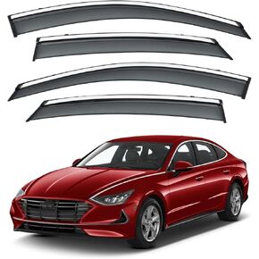 Vesul Compatible with Kia Sportage 2023 2024 LX EX SX Prestige X-Pro X-Line Rain Guard Window Visor Window Wind Deflector Shield Cover Vent Visor with Black 304 Stainless Steel Trim Outside Mount Type