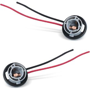 Tesnaao 2 PCS 1157 LED Bulb Socket Plugs, Nylon Turn Signal Light Socket Wiring Harness, 180 Degree Lamp Holder, Brake Light Plug Connector, Universal for Most Cars (Gray)