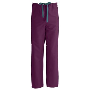 Medline ComfortEase Unisex Non-Reversible Drawstring-Waist Cargo Scrub Pants, Wine, Size X-Small, Regular Inseam