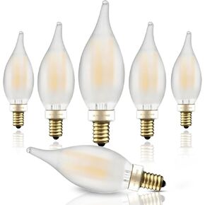 مصابيح إضاءة شمعدان متجمد LED من Hizashi، لمبة E12 LED مكافئة 40 وات، قابلة للتعتيم 2700 كلفن أبيض دافئ، مصابيح إضاءة ثريا، 90+CRI، 450LM، طرف اللهب CA10، مدرج في قائمة UL، 12 حزمة