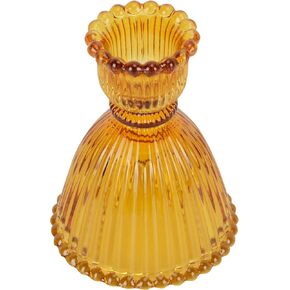 Tapered Glass candlesticks for Table centerpieces, Weddings, Dinner Party candlesticks Amber (Medium)