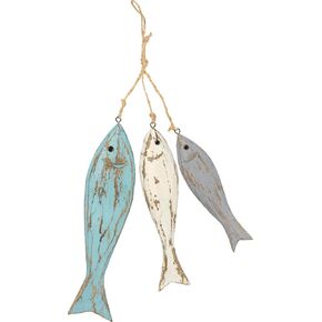 Primitives by Kathy Hanging Décor - Beach Themed Three Striped Fish Wooden Trio