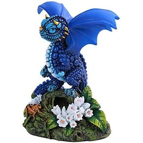 Pacific Giftware PT Blueberry Flower Small Dragon Home Decorative Resin Figurine