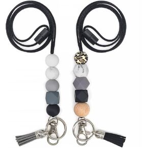 Lanyards for Id Badges for Women Cute Teacher Lanyard Silicone Beaded Lanyard for Teachers Nurse Employees Students Teens