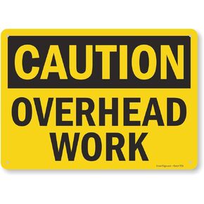 SmartSign - S-2748-PL-14 Caution - Overhead Work Sign By | 10" x 14" Plastic