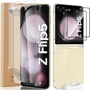 [8 in 1 for Samsung Galaxy Z Flip 5 Privacy Screen Protector, 2X Inside Soft EPU Flexible Film, 2X Tempered Glass Privacy Front/Back Screen Saver, 2X Camera Protector, 2X Side Film