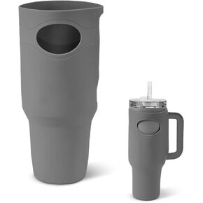 Protective Silicone Boot for Stanley Quencher Tumbler 40oz, Anti-Scratch Water Bottle Sleeve Case Full Cover BPA-Free Cup Bottom Protector Logo & Handle Cutout Design (Light Blue)