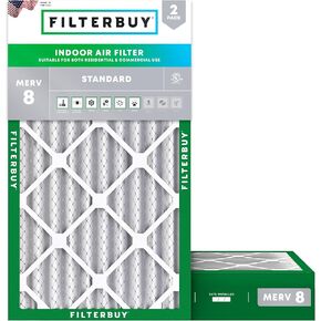 Filterbuy 20x30x4 Air Filter MERV 8 Dust Defense (2-Pack), Pleated HVAC AC Furnace Air Filters Replacement (Actual Size: 19.50 x 29.50 x 3.63 Inches)