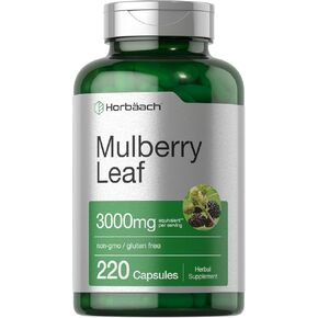 Horbäach Mulberry Leaf Extract Capsules 3000mg | 220 Count | Non-GMO, Gluten Free Herbal Supplement
