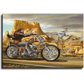 LVUPIIG Ghost-Rider Motorcycle Rider Poster Decorative Painting Canvas Wall Art Living Room Posters Bedroom Painting 16x24inch(40x60cm)