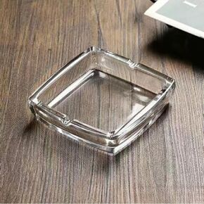 Crystal Glass Ashtray for Cigarette. Classic and Cool Ashtrays, Cigar Ash Tray for Home Office Desktop Patio Outdoor (Grey)