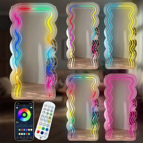JXIN Dream Color Mirror Neon Sign With Remote, 10 * 21inches, Light with 210 Kinds of Color, For Dressing Mirror, Makeup Helper, Wall Decor, Bedroom, Living Room, Valentine's Day Gift in Saudi Arabia