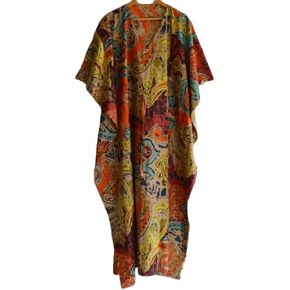 Cotton Printed Handmade Kaftan Dress, Indian Hand Block Print Sleepwear Maxi Dress Kimono Robe, Women Beach Cover up Women Night Dress Multi