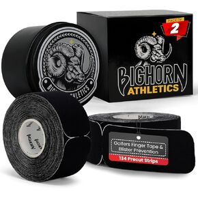 Bighorn Athletics Premium Golf Finger Tape, Pre-Cut Strips of Golfers Tape, 4-Way Stretch Athletic Tape, Finger Blister Prevention, Golf Blister Tape - 2-Pack with Tin Canister, Military Green+