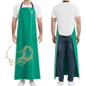 Thicker Rubber Apron, 51.18 x 35.43 inch Adjustable Apron, Heavy Duty Oil & Chemical Resistant Work Apron, Extra Long Waterproof Aprons for Dish Washing, Gardening, Lab Work, Butcher and Dog Grooming