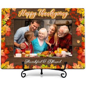 Thanksgiving Pumpkin Picture Frame 4x6, Happy Fall Photo Frame, Fall Maple Photo Frame, Autumn Leaves Sign Decoration, Thanksgiving Gifts for Desktop Use-I02