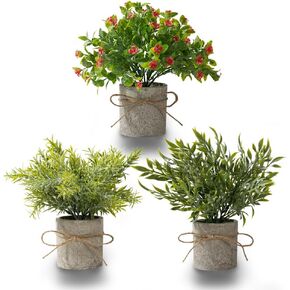 LESING 4 Pack Mini Potted Plants, Artificial Plants Fake Eucalyptus Rosemary Succulents Decorative Plants for Indoor Decoration Home Living Room Office (4 Pack -2)