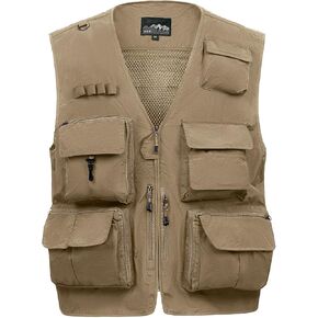 Spanye Mens Fishing Hunting Vest Outdoor Travel Utility Vest Tactical Work Jacket Multi Pocket