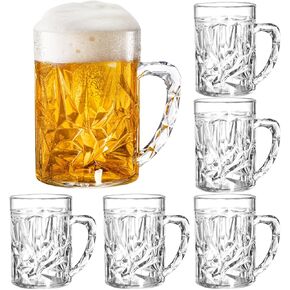Peohud 6 Pack Plastic Beer Mugs, 20 Oz Beer Stein Glasses with Handle, Clear Large Beer Drinking Cups for Bar, Cocktail, Alcohol, Beverages, Milk, Juice, Soda