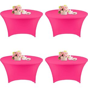 4 Pack 5FT Round Spandex Tablecloth 60 Inch Black Stretchable Table Cover Washable and Wrinkle Resistant Table Cloth, Fitted Round Table for Wedding, Banquet, Birthday, Party, Restaurant (Black)