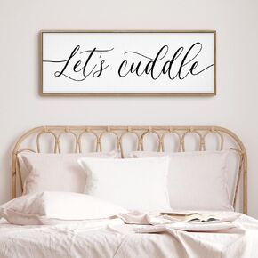 GraceView Let's Cuddle Wall Sign Decor - 42"x15" Adorable Framed Canvas For Nurseries And Bedrooms - Iron Materials, Easy Setup In 5 Minutes - As a Gift For Home And Special Occasions (Brown)