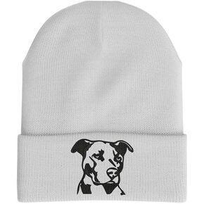 Pitbull Beanie Hat for Men, Funny Dog Embroidered Hat, Pitbull Gifts
