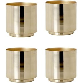 Serene Spaces Living Set of 4 Shiny Gold Finish Vase, Stylish Iron Vase, Measures 5" Diameter and 5" Tall