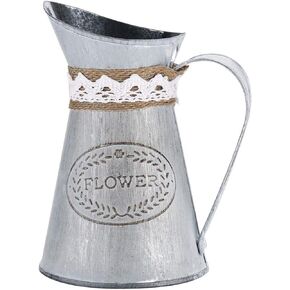 Vintage Antique Style Metal Jug Flower Vase Primitive Pitcher for Home Decoration