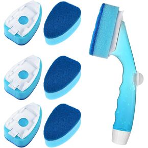 HELIME Soap Control Dishwand Handle with Refills, 5 Heavy Duty Replacement Sponge Heads Set, 1 Soap Dispenser Scrubbers, Non Scratch Dishwashing Scrub Dispensing Brush Pads, Kitchen Sink Dishwash Tool